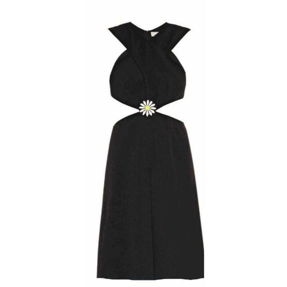 Christopher Kane Dresses & Skirts - Christopher Kane - Black Daisy Cut-Away V-Neck Dress - UK 10